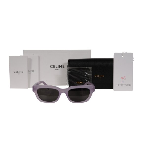 Celine Mens CL401921 Sunglasses Purple Translucent Acetate Square Round Shades - Picture 11 of 12